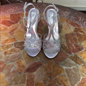 Silver rhinestone heels size 6.5
